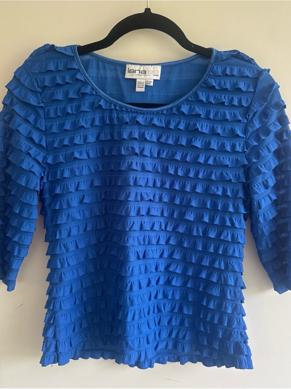 Lana Lee Royal Blue Ruffle Knit Top size S/P